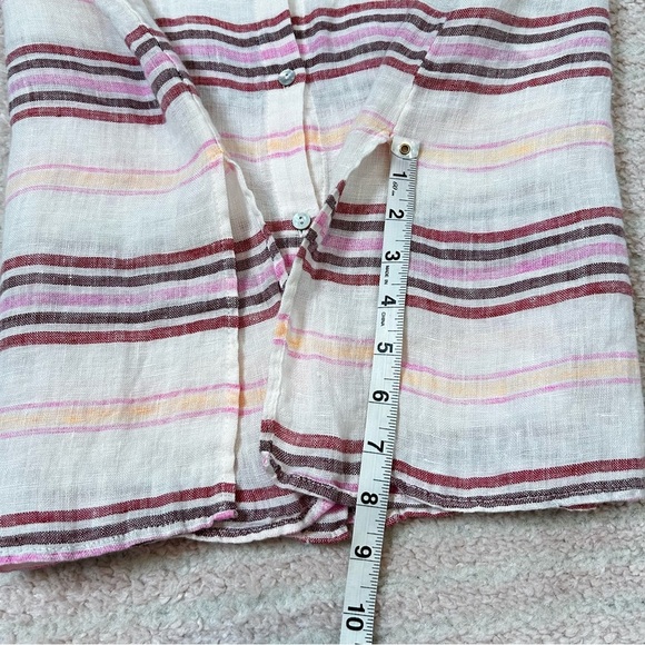 St Tropez West Linen Button-Up Tunic Blouse Top Roll Tab Sleeves XL Resortwear - Picture 10 of 15